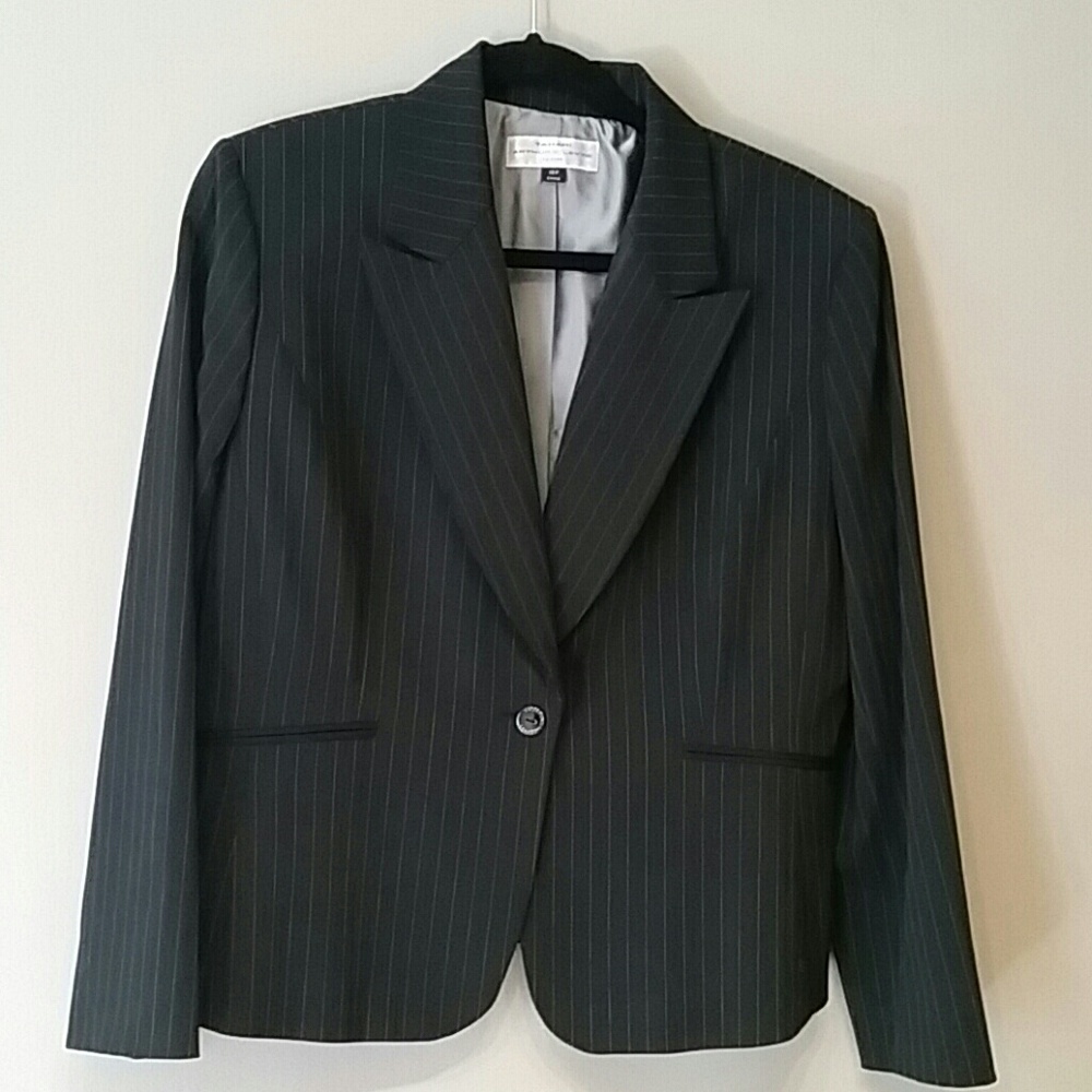 Tahari Black Pinstriped Dress Jacket